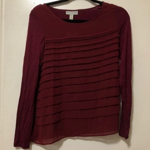 Pretty maroon long-sleeved top. Tag on!